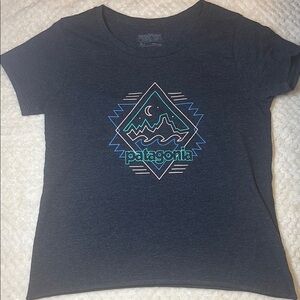 Patagonia Navy Graphic Tee with Mountain Design